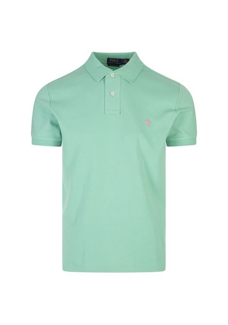 Polo Custom Slim-Fit In Pique' Verde Tramonto Con Pony a Contrasto RALPH LAUREN | 710-782592018